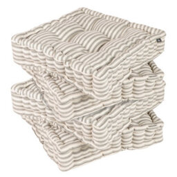 Dibor Set Of 4 Grey Striped Indoor Dining Chair Seat Pad Box Cushions L40Cm X W40Cm - thumbnail 2