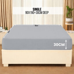 Aspire Homeware Silver Fitted Sheet-(30Cm) Deep Hotel Quality -Breathable Easy Care Fitted Bed Sheets Single (L)190Cm X (W)91Cm - thumbnail 7