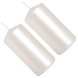 SolaDirect Pillar Candles, Pack Of 2, Unscented, Long Burning Time, 10 X 5 Cm / 4 X 2 In (Pearl, Metallic) - thumbnail 6