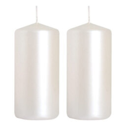 SolaDirect Pillar Candles, Pack Of 2, Unscented, Long Burning Time, 10 X 5 Cm / 4 X 2 In (Pearl, Metallic) - thumbnail 1