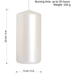 SolaDirect Pillar Candles, Pack Of 2, Unscented, Long Burning Time, 10 X 5 Cm / 4 X 2 In (Pearl, Metallic) - thumbnail 3