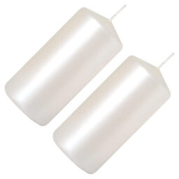 SolaDirect Pillar Candles, Pack Of 2, Unscented, Long Burning Time, 10 X 5 Cm / 4 X 2 In (Pearl, Metallic) - thumbnail 8