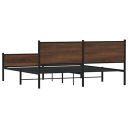 Berkfield Metal Bed Frame Without Mattress Brown Oak 160X200 Cm - thumbnail 7