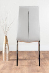 Furniturebox Uk Leonardo Glass And Chrome Metal Dining Table And 6 White Isco Faux Leather Chairs - thumbnail 5