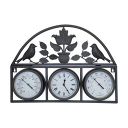 Charles Bentley Shabby Chic Dark Grey Wall Clock With Thermometer & Hygrometer - thumbnail 1