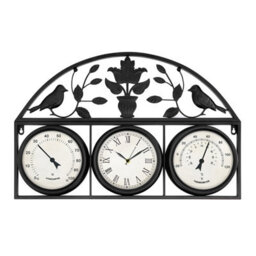 Charles Bentley Shabby Chic Dark Grey Wall Clock With Thermometer & Hygrometer - thumbnail 4