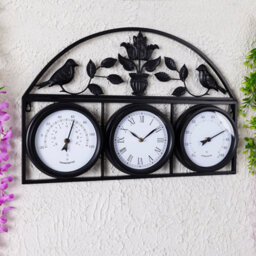 Charles Bentley Shabby Chic Dark Grey Wall Clock With Thermometer & Hygrometer - thumbnail 2