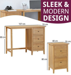 Hallowood Furniture Aston 3 Drawer Desk And Filing Cabinet Set - thumbnail 3