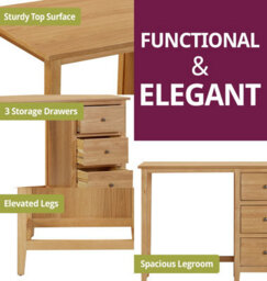 Hallowood Furniture Aston 3 Drawer Desk And Filing Cabinet Set - thumbnail 4