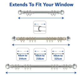 Home Treats Metal Curtain Pole Set Extendable 40Cm To 218Cm Antique Brass 25mm Curtain Rail - thumbnail 4