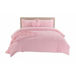 Super Soft Teddy Duvet Cover Set Heart Embossed Cozy Fleece Bedding Pink - thumbnail 3