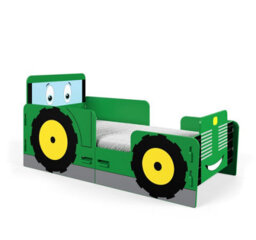 Kidsaw Tractor Toddler Junior Bed In Green With Yellow Wheels - thumbnail 4