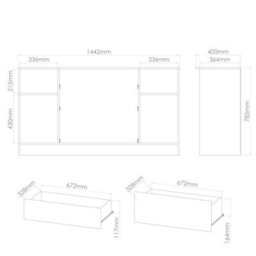 Trent Wide 2 Door 3 Drawer Sideboard In Black & Noche Walnut (Ready Assembled) - thumbnail 2