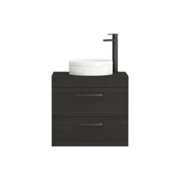 Royal Bathrooms Turin 800mm Wall Mounted Bathroom Vanity Unit With Sink 2 Drawer Hale Black & Round Countertop Basin - thumbnail 5
