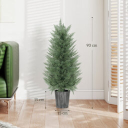 Homcom Artificial Cypress Trees With Pe Leaves For Indoor Outdoor Set Of 2 - thumbnail 3