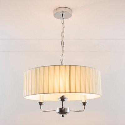K Living Giulia 3 Light Chrome Chandelier And Cream Shade - image 1