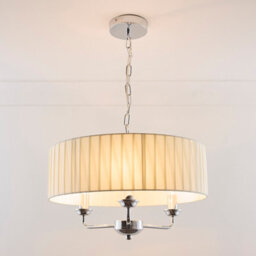 K Living Giulia 3 Light Chrome Chandelier And Cream Shade