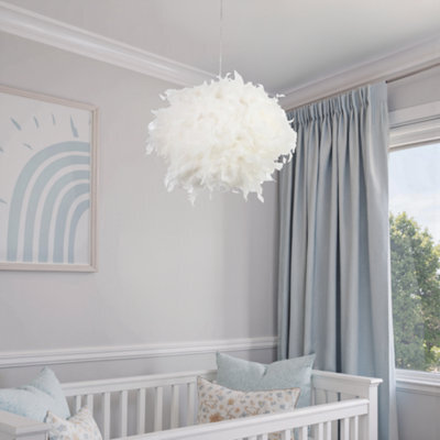 Inlight Melito White Feather Ball Cylinder Light Shade (D)40Cm - image 1