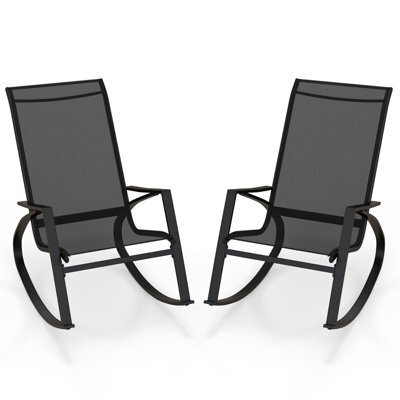 Costway 2 Pieces Patio Rocking Chairs Outdoor Sling Fabric Rockers W/ Backrest - image 1