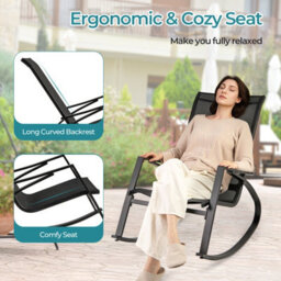 Costway 2 Pieces Patio Rocking Chairs Outdoor Sling Fabric Rockers W/ Backrest - thumbnail 8