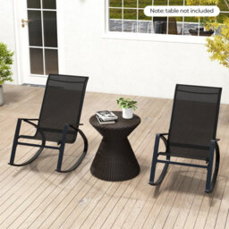 Costway 2 Pieces Patio Rocking Chairs Outdoor Sling Fabric Rockers W/ Backrest - thumbnail 3