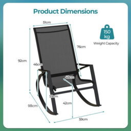 Costway 2 Pieces Patio Rocking Chairs Outdoor Sling Fabric Rockers W/ Backrest - thumbnail 2