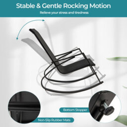 Costway 2 Pieces Patio Rocking Chairs Outdoor Sling Fabric Rockers W/ Backrest - thumbnail 7