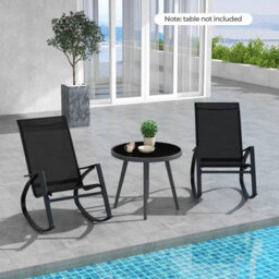 Costway 2 Pieces Patio Rocking Chairs Outdoor Sling Fabric Rockers W/ Backrest - thumbnail 4