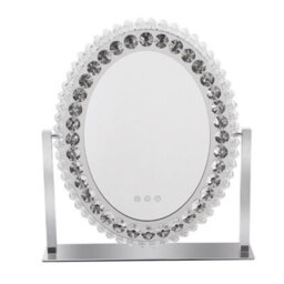 Living And Home Vanity Makeup Mirror With Lights Large Oval Crystal Lighted Mirror For Bedroom - thumbnail 3