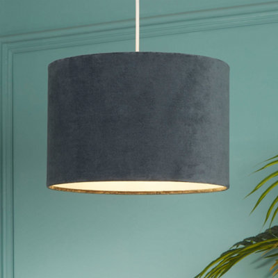 Lighting Collection Urban Noir Charcoal Fabric Drum Pendant Light Shade 30Cm - image 1