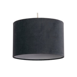 Lighting Collection Urban Noir Charcoal Fabric Drum Pendant Light Shade 30Cm - thumbnail 3