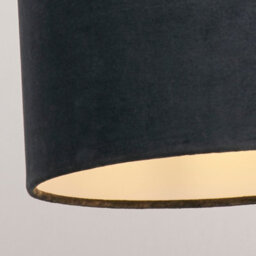 Lighting Collection Urban Noir Charcoal Fabric Drum Pendant Light Shade 30Cm - thumbnail 4