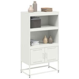 Berkfield Highboard White 68.5X38.5X123.5 Cm Steel - thumbnail 4