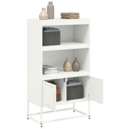 Berkfield Highboard White 68.5X38.5X123.5 Cm Steel - thumbnail 5