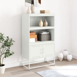 Berkfield Highboard White 68.5X38.5X123.5 Cm Steel - thumbnail 3