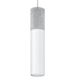 Sollux Lighting Borgio Concrete & Steel White 1 Light Classic Pendant Ceiling Light - thumbnail 3