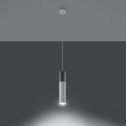 Sollux Lighting Borgio Concrete & Steel White 1 Light Classic Pendant Ceiling Light - thumbnail 2
