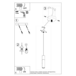 Sollux Lighting Borgio Concrete & Steel White 1 Light Classic Pendant Ceiling Light - thumbnail 5