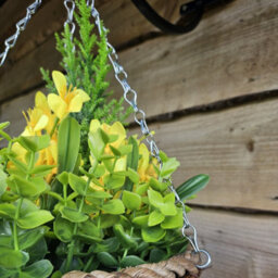 Best Artificial Yellow Mini Daffodil Flower Display In 10 Inch Woven Decorative Hanging Basket - thumbnail 3