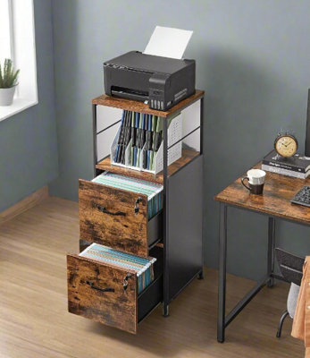 Modcraft Industrial Filing Cabinet With 2 Drawers And Open Shelf , Home Office File Storage For A4 - image 1
