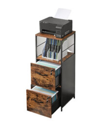 Modcraft Industrial Filing Cabinet With 2 Drawers And Open Shelf , Home Office File Storage For A4 - thumbnail 2