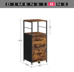 Modcraft Industrial Filing Cabinet With 2 Drawers And Open Shelf , Home Office File Storage For A4 - thumbnail 4