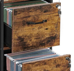 Modcraft Industrial Filing Cabinet With 2 Drawers And Open Shelf , Home Office File Storage For A4 - thumbnail 5