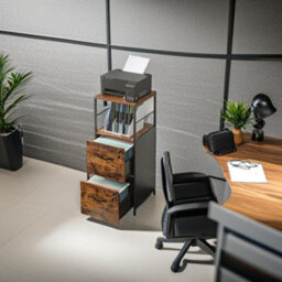 Modcraft Industrial Filing Cabinet With 2 Drawers And Open Shelf , Home Office File Storage For A4 - thumbnail 6