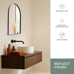 Mood Premium Arch Bathroom Mirror Black Framed Wall Mounted, Recessed Arched Frame Modern & Stylish (70Cm X 50Cm) - thumbnail 3
