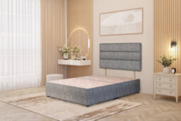 Somnior Beds Somnior Chambery Tweed Fabric 4Ft Small Double Divan Bed Base With Upholstered Headboard Grey - thumbnail 1
