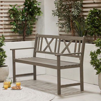 Pacific Lifestyle Grey 3 Seater Acacia Wood Bench For Garden - image 1