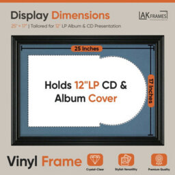 "AK Frames 25X17"" Black Swept Vinyl Record Frame With Pompadour Mount For 12 Inch Lp Cover & Disc - Overlapped Design" - thumbnail 2
