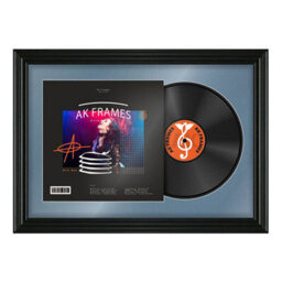 "AK Frames 25X17"" Black Swept Vinyl Record Frame With Pompadour Mount For 12 Inch Lp Cover & Disc - Overlapped Design"