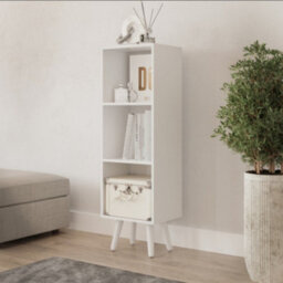 Urbn-Living Urbnliving 80Cm Height 3 Tier White Wooden Storage Cube Bookcase Scandinavian Style White Legs - thumbnail 3